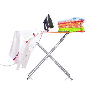 ironing board with a man's shirt